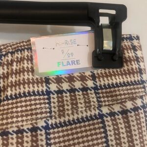 Tinseltown BRN BLUE PLAID Sz 9, inseam 29” flare